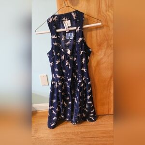 Mimi Chica Button Up Navy Dress with White Horse Print